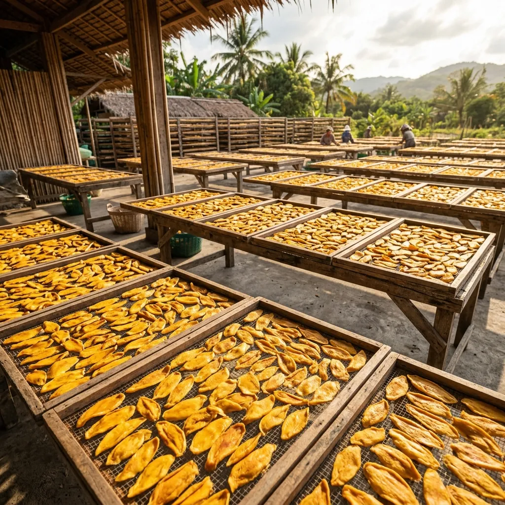 Bandejas de mango deshidratado